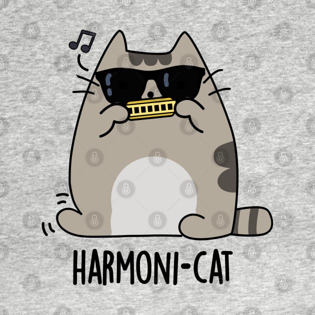 Harmoni-cat Cute Harmonica Cat Pun by punnybone